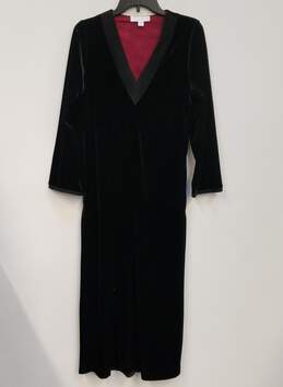 Womens Black Velvet Half Zip Long Sleeve Sleepwear Gown Size Medium