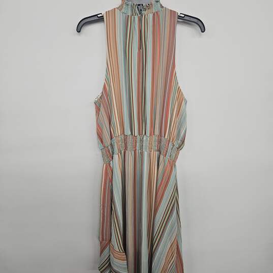 Multi Stripe Cinched Waist Asymmetrical Dress image number 2