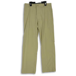 Mens Ivory Flat Front Slash Pocket Straight Leg Chino Pants Size 32x30