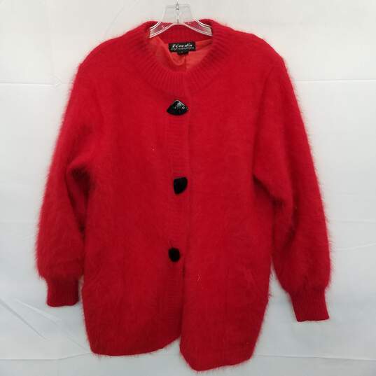 Vintage Venesha Red Button Up Sweater Size L image number 1