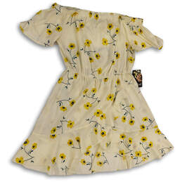 NWT Womens White Yellow Floral Off The Shoulder Fit & Flare Dress Size XL