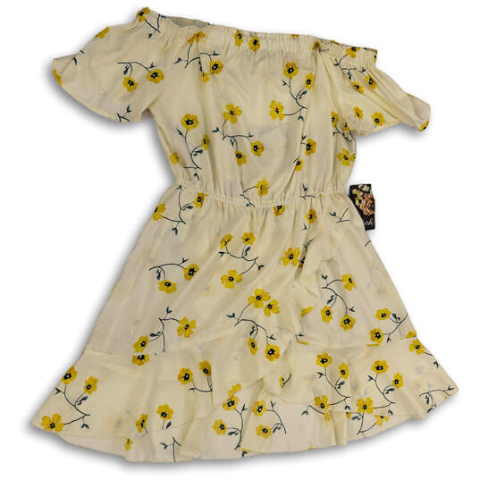 NWT Womens White Yellow Floral Off The Shoulder Fit & Flare Dress Size XL image number 1
