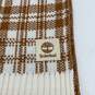 NWT Timberland Womens Brown White Plaid Ribbed Knitted Fringe Rectangle Scarf image number 5