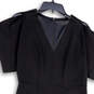 Womens Black V-Neck Back Zip Short Sleeve Knee Length Sheath Dress Size 6 image number 3