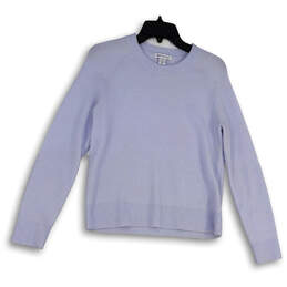 Womens Blue Knitted Long Sleeve Crew Neck Comfort Pullover Sweater Size XXS