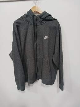 Nike Full Zip Hooded Gray Fleece Athletic Jacket Size XL