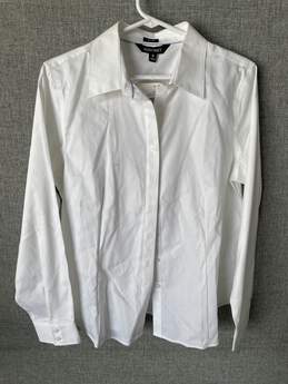 Womens White Non-Iron 100% Cotton Button-Up Shirt Size Medium T-0542475-E