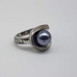 Sterling Silver FW Pearl Sizes 4.75 & 5.75 Ring 6 1/2 Inch Bracelet Earring Bundle 4pcs 15.1g alternative image