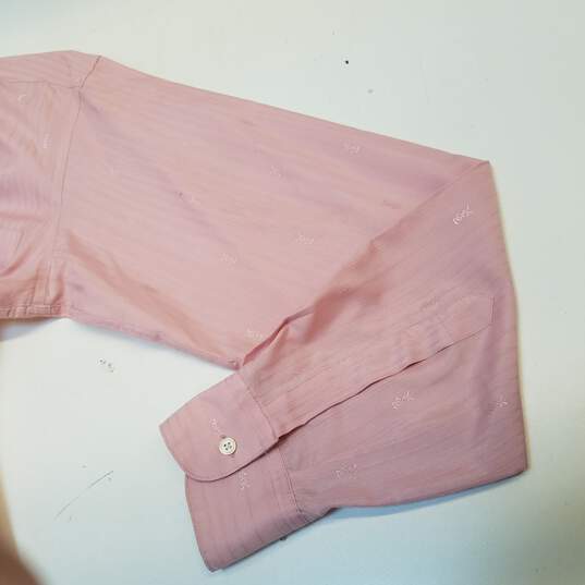 Mens Pink Spread Collar Long Sleeve Front Pocket Dress Shirt Size 15 1/2 image number 4