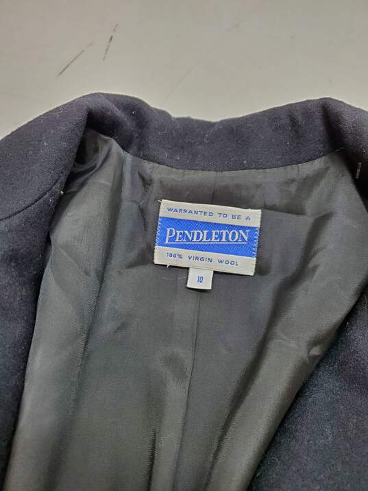 Pendleton Black Long Sleeve Wool Button Up Coat Jacket Size 10 image number 2