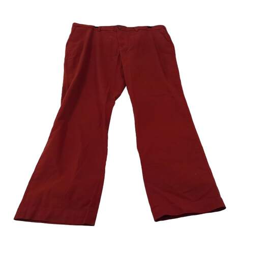 Womens Red Flat Front Straight Leg Casual Dress Pants Size 40X34 image number 3