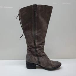 BORN Felicia Tall Boots Gray Brown Taupe Suede Distressed Soft Lining Zipper Sz 7 alternative image