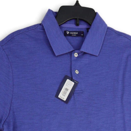 NWT Mens Blue Spread Collar Short Sleeve Polo Shirt Size Large image number 3