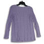 Womens Lavender Knitted Long Sleeve Round Neck Pullover Sweater Size Small image number 2