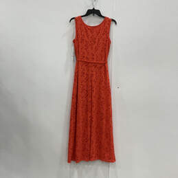 NWT Womens Orange Sleeveless Eyelet Round Neck Belted Maxi Dress Size XS alternative image