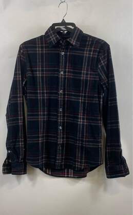 NWT Express Mens Multicolor Plaid Long Sleeve Collared Button-Up Shirt Size XS