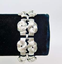 Vintage Coro Silver Tone Lover's Knot Panel Bracelet 55.4g