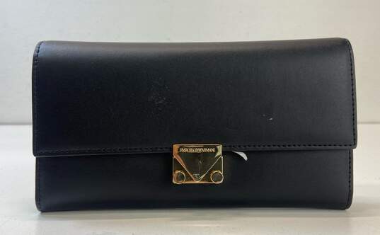 Emporio Armani Leather Clasp Wallet Black image number 1
