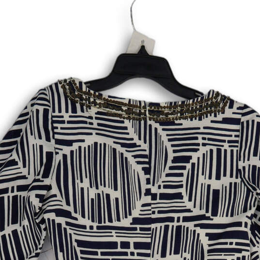 NWT Womens Black White Geometric Short Sleeve Back Zip Shift Dress Size 8 image number 4