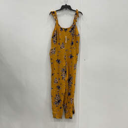 NWT Womens Yellow Floral V-Neck Straight Leg One-Piece Jumpsuit Size 1X