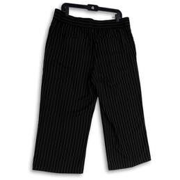 NWT Womens Black White Striped Pockets Straight Leg Cropped Pants Size 16 alternative image