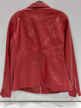 Kenneth Cole Reaction Women's Red Faux Leather Jacket Size 1X alternative image