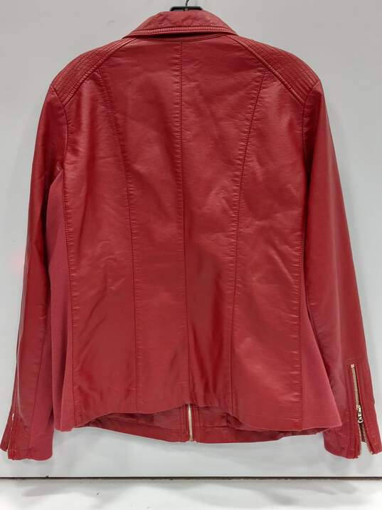 Kenneth Cole Reaction Women's Red Faux Leather Jacket Size 1X image number 2