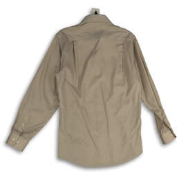 NWT Mens Beige Collared Long Sleeve Chest Pocket Dress Shirt Size 15 32/33 alternative image