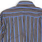 Mens Brown Blue Striped Long Sleeve Spread Collar Formal Dress Shirt Sz XL image number 4