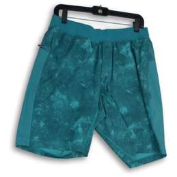 Mens Green Tie Dye Elastic Waist Flat Front Pull-On Sweat Shorts Size Large