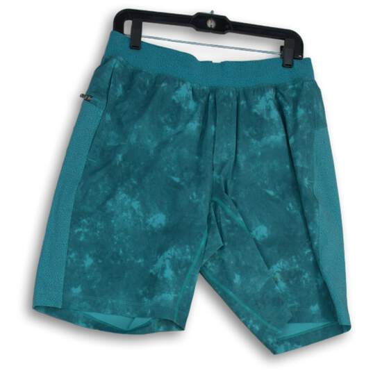 Mens Green Tie Dye Elastic Waist Flat Front Pull-On Sweat Shorts Size Large image number 1