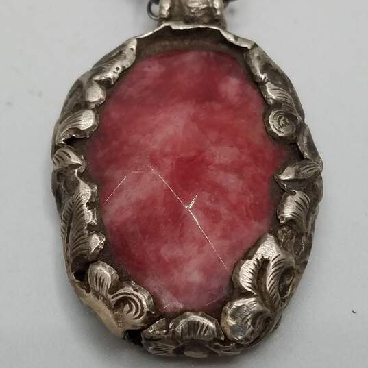 Sterling Silver Faceted Rhodochrosite Glass Pendant 20.5inch Toggle Necklace 54.4g image number 4