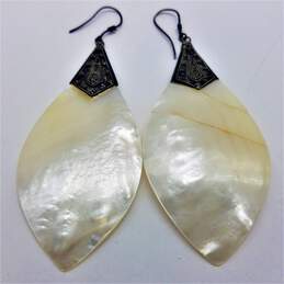 Sterling Silver Shell Drop Earrings 18.8g DAMAGED alternative image