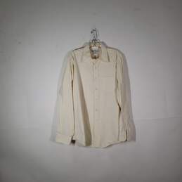 Mens Cotton Collared Long Sleeve Chest Pocket Button Front Dress Shirt Sz 16-36