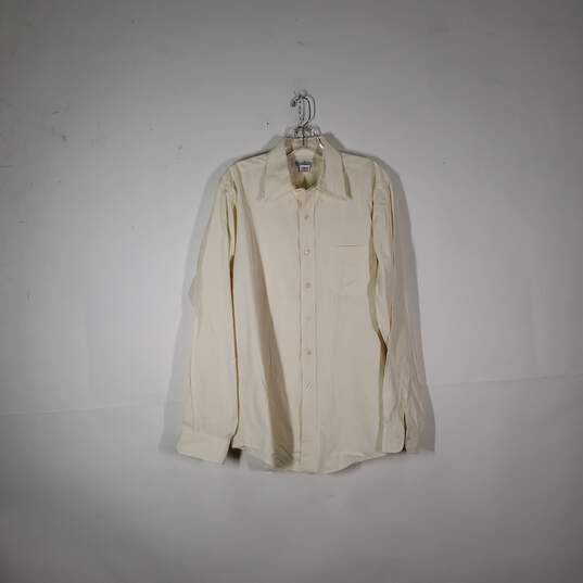 Mens Cotton Collared Long Sleeve Chest Pocket Button Front Dress Shirt Sz 16-36 image number 1