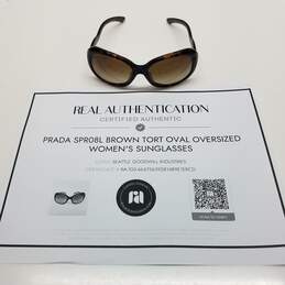 AUTHENTICATED Prada Brown Tort Oval Oversized Sunglasses