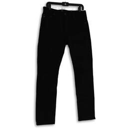 Mens Black Denim Dark Wash 5 Pocket Design Straight Leg Jeans Size 30x32