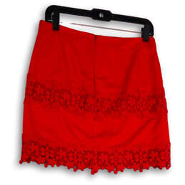 Womens Red Floral Lace Back Zip Flat Front Classic Mini Skirt Size 2 alternative image