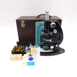 VTG Bausch & Lomb Optical Microscope w/ Eyepieces, Corning Glass Slides & Original Case