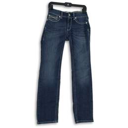 NWT Womens Blue Denim Medium Wash Mid Rise Straight Leg Jeans Size 27R