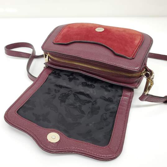 Rebecca Minkoff Mini Burgundy Red Leather & Suede Crossbody Bag AUTHENTICATED image number 9
