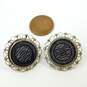 Vintage Taxco Mexico 925 Modernist Ripple Textured Coiled & Scalloped Circle Screw Back Earrings 11.3g image number 6