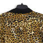 Womens Black Brown Cheetah Print Spread Collar Button Front Blouse Top Size S/P image number 4
