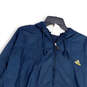 Mens Blue 1/2 Zip Long Sleeve Drawstring Hooded Windbreaker Jacket Size XL image number 3