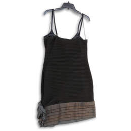 Womens Black Striped Spaghetti Strap Pullover Bodycon Dress Size 12