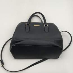 Womens Black Leather Crossbody Detachable Strap Inner Pockets Satchel Bag