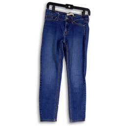Womens Blue Denim Pockets Medium Wash Stretch Skinny Leg Jeans Size 6