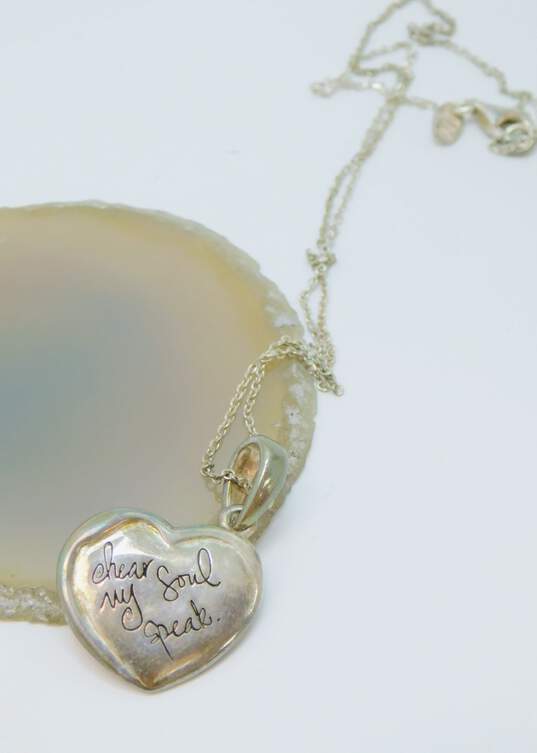 Milor Shawn Killinger & Artisan 925 Hear My Soul Speak Heart Pendant Cable Chain Necklace & Chalcedony Cabochon Granulated Pointed Ring 13.3g image number 2