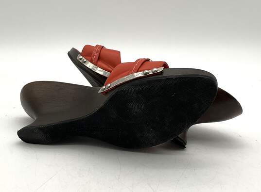 Salvatore Ferragamo Women's Orange Leather Heel Slides Size 8.5 image number 8