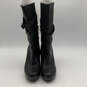 Womens Jardin Black Leather Mid Calf Block Heel Riding Boots Size 10 image number 1